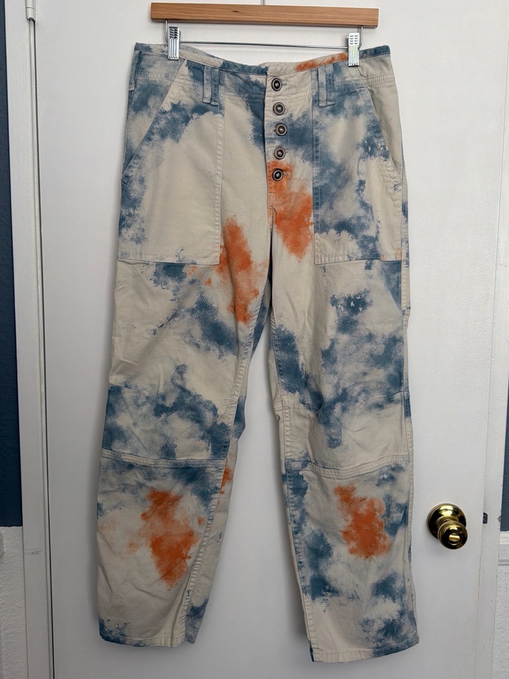 Anthropologie Pilcro The Wandered Relaxed Jeans Mid Rise Tie-Dye Utility size 31